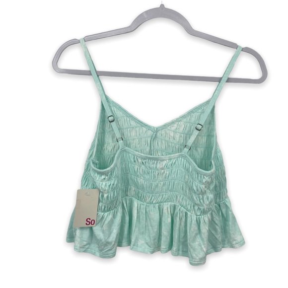 SO Tie-Dyed Smocked Peplum Cropped Tank Top - Picture 4 of 8